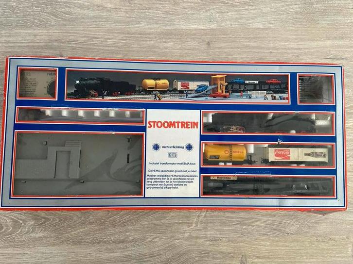 Hema Stoomtrein met Rails - Vintage Treinset, Hobby en Vrije tijd, Modeltreinen | H0, Gebruikt, Treinset, Gelijkstroom, Overige merken