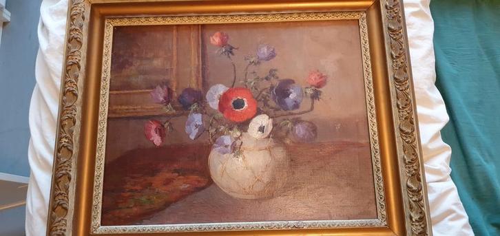 Anemonen in gemberpot van H. van Langen, Antiek en Kunst, Kunst | Schilderijen | Klassiek, Ophalen of Verzenden