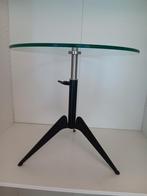 Design glazen tafel. In hoogte verstelbaar. Prijs per stuk., Huis en Inrichting, 45 tot 60 cm, Minder dan 55 cm, Rond, Ophalen of Verzenden