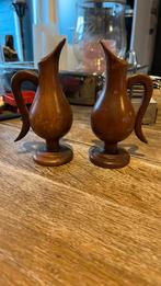 Twee teakhouten miniatuur kruikjes mid-Century, Ophalen of Verzenden