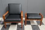50 jaren DEENSE Teak fauteuil + voetenbank Arne Wahl Iversen, Ophalen, Gebruikt, Vintage, 50 tot 75 cm
