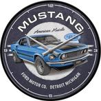 Ford Mustang 1969 Mach 1 blauw reclame wandklok deco klok