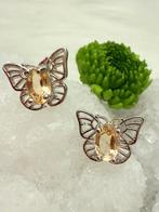 Zilveren Citrien Vlinder Oorbellen, Sieraden, Tassen en Uiterlijk, Oorbellen, Geel, Nieuw, Ophalen of Verzenden, Met edelsteen