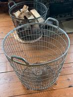 Aardappelmand houtmand mand 52cm diameter verzinkt staal, Ophalen of Verzenden, Zo goed als nieuw, Rond, Overige materialen
