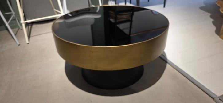 Ronde salontafel zwart met goud Showmodel extra voordelig!, Huis en Inrichting, Tafels | Salontafels, Zo goed als nieuw, Minder dan 50 cm