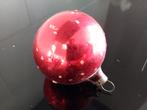 Antieke glazen kerstbal rood witte stippen, Diversen, Kerst, Ophalen