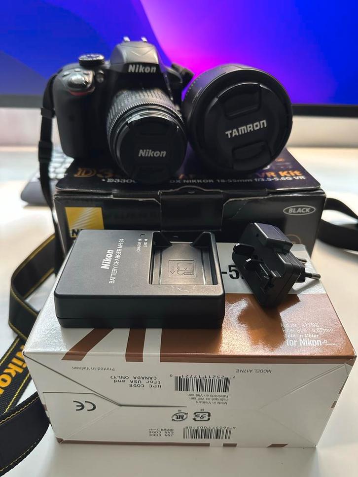 Nikon D3300  met Nikon 18-55 en Tamron AF70-300mm F/4-5.6, Audio, Tv en Foto, Fotocamera's Digitaal, Zo goed als nieuw, Spiegelreflex