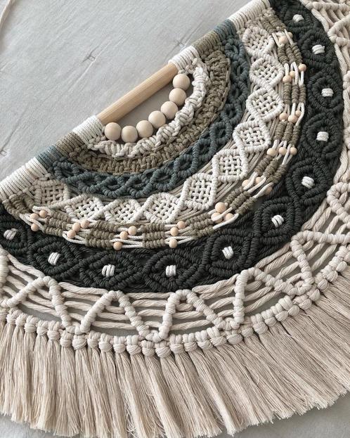 Macramé Wandhanger Groen Beige, Huis en Inrichting, Woonaccessoires | Wanddecoraties, Nieuw, Ophalen of Verzenden