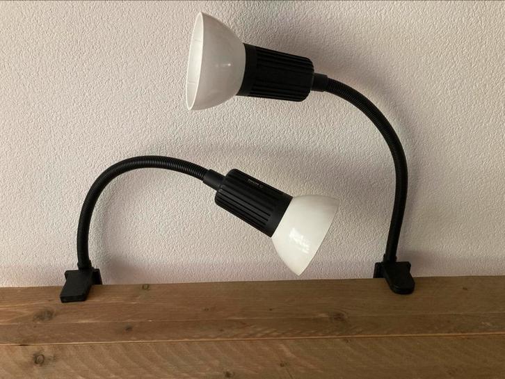 2 st. Philips buigbare tafellampen / burolampen (jaren 80), Huis en Inrichting, Lampen | Tafellampen, Gebruikt, Minder dan 50 cm