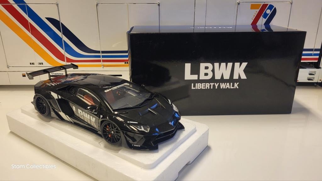 AUTOart Lamborghini Aventador Liberty Walk LB-Works Black, Auto, Autoart, Ophalen of Verzenden, Zo goed als nieuw