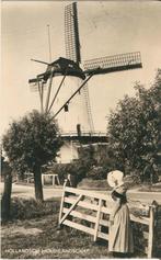 Hollandsch molenlandschap klederdracht molen Kloetinge c1940, Ophalen of Verzenden, 1940 tot 1960, Gelopen, Zeeland