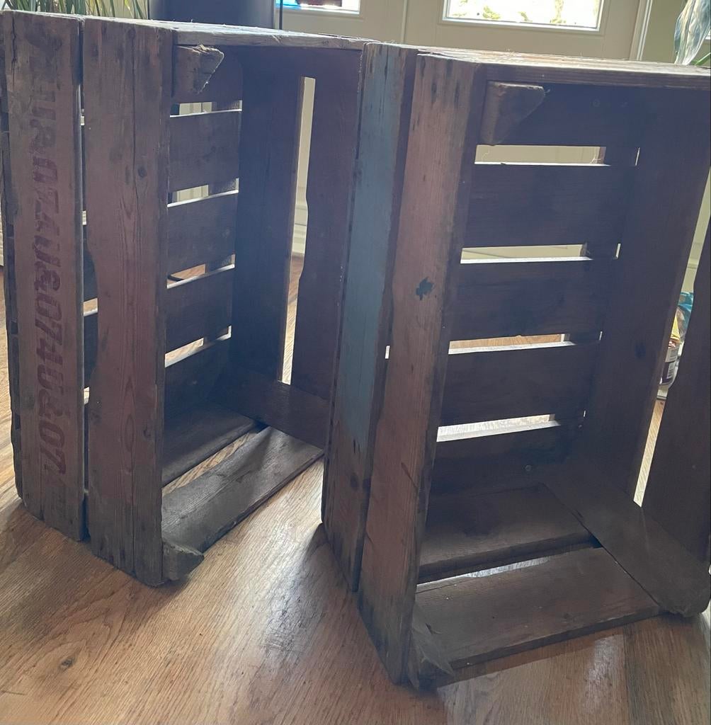 Decoratieve houten kistjes / krat - 2 stuks, Ophalen, Minder dan 50 cm, Gebruikt, 50 tot 100 cm