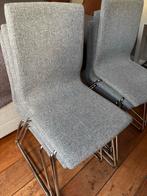 Set van 6 Grijze Eetkamerstoelen, Huis en Inrichting, Stoelen, Gebruikt, Ophalen of Verzenden, Metaal, Grijs