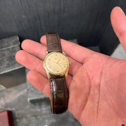 14k gouden heren horloge vintage model, Sieraden, Tassen en Uiterlijk, Horloges | Antiek, Ophalen of Verzenden