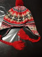 Gebreide muts met pompon en oorflappen, Hoed, Zo goed als nieuw, Unknown, One size fits all