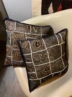 Boho sierkussens set kussens sari India geborduurd pailetten, Ophalen of Verzenden, Zo goed als nieuw, Zwart, Vierkant