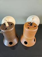 Aardewerk retro / vintage hanglamp bruin, set van 2, Ophalen of Verzenden, Gebruikt, Minder dan 50 cm