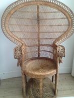 grote rotan rieten pauwstoel vintage, Huis en Inrichting, Stoelen, Ophalen, Riet of Rotan, Gebruikt, Bruin