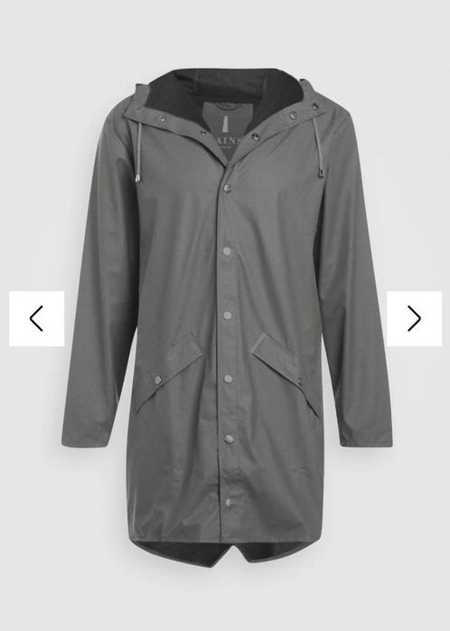 Rains lange jas regenjas long jacket coat grijs parka XXS XS, Kleding | Dames, Jassen | Winter, Zo goed als nieuw, Maat 34 (XS) of kleiner