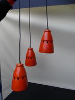 Vintage hanglamp met 3 kelken, oranje keramiek, Overige materialen, Gebruikt, Ophalen