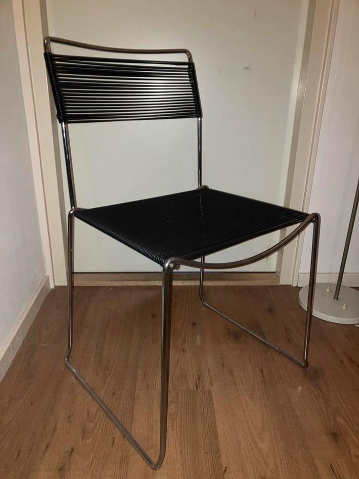 2 Belotti Spaghetti Stoelen - Italiaans Design Vintage, Huis en Inrichting, Stoelen, Gebruikt, Twee, Metaal, Zwart, Ophalen