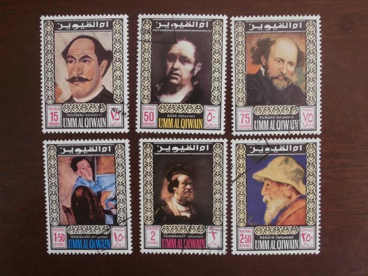 UUM AL QUIWAIN; serie SCHILDERIJEN/ZELFPORTRETTEN LEES, Postzegels en Munten, Postzegels | Thematische zegels, Gestempeld, Overige thema's