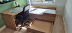 Steigerhout eenpersoons bed met bureau, Ophalen, 90 cm, Eenpersoons, Steigerhout