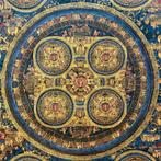 Grote handgeschilderde boeddhistische mandala thangka, Ophalen of Verzenden, Gebruikt