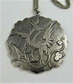 Art deco stijl hanger met Kraanvogel naar Max Neiger, Ophalen, Overige materialen, Zo goed als nieuw, Zilver