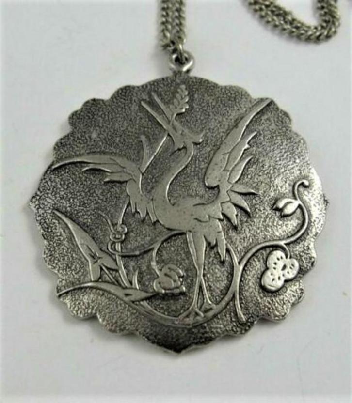 Art deco stijl hanger met Kraanvogel naar Max Neiger, Sieraden, Tassen en Uiterlijk, Kettinghangers, Zo goed als nieuw, Overige materialen
