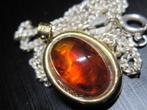 Vintage Barnsteen amber 14 krt gouden hanger, Sieraden, Tassen en Uiterlijk, Antieke sieraden, Ophalen, Goud, Hanger