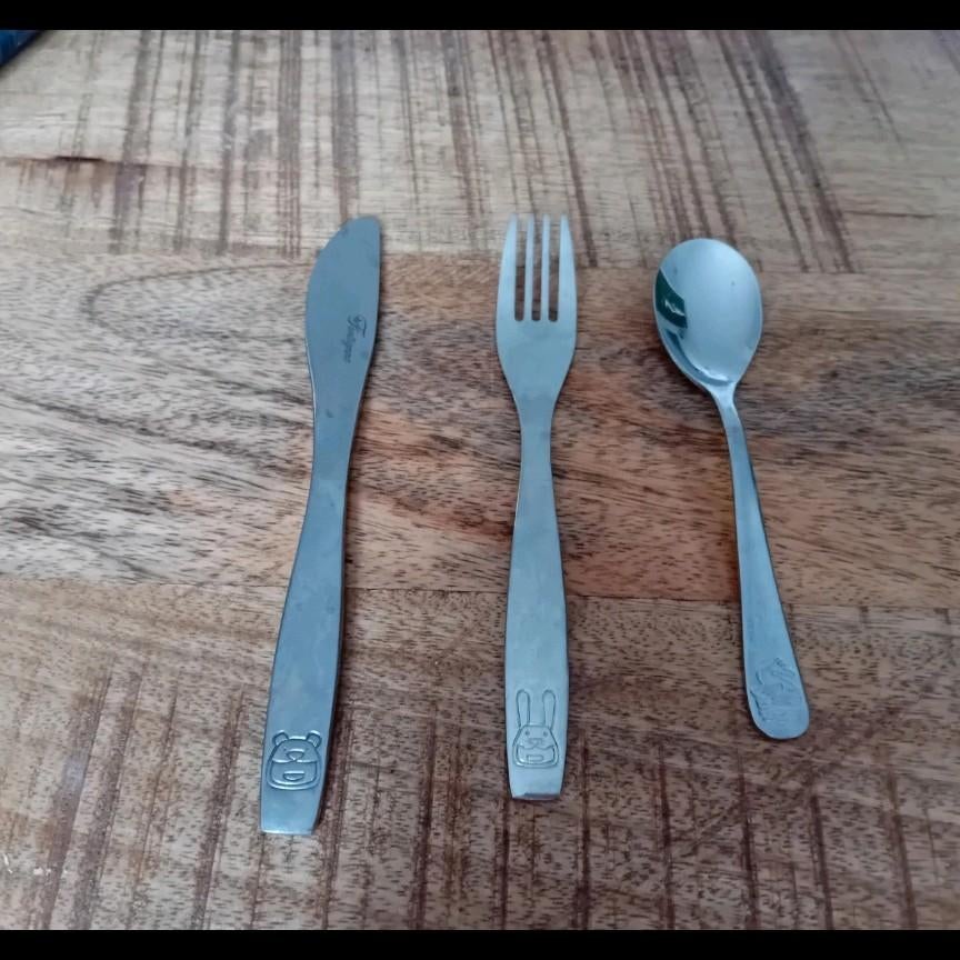 kinderbestek, vork, lepel, vork zilverkleurig, Ophalen of Verzenden