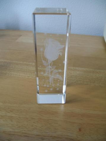 Glas Sculptuur Press Papier* Roos* Vintage beschikbaar voor biedingen