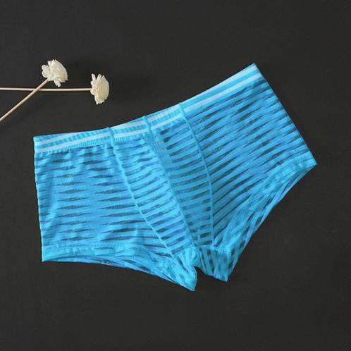 Lichtblauwe doorzichtige gestreepte heren boxer / onderbroek, Kleding | Heren, Ondergoed, Boxer, Blauw, Verzenden