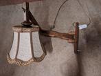 Vintage Houten wandlamp, schaarlamp. Stoffen kap, met snoer, Huis en Inrichting, Lampen | Wandlampen, Ophalen of Verzenden, Zo goed als nieuw