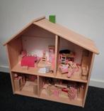 Poppenhuis met roze toebehoren, Kinderen en Baby's, Speelgoed | Poppenhuizen, Ophalen of Verzenden, Zo goed als nieuw