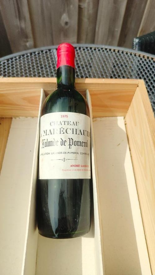 André Lasserre Lalande De Pomerol Château La Marechande1975, Verzamelen, Wijnen, Nieuw, Overige typen, Frankrijk, Vol, Ophalen of Verzenden