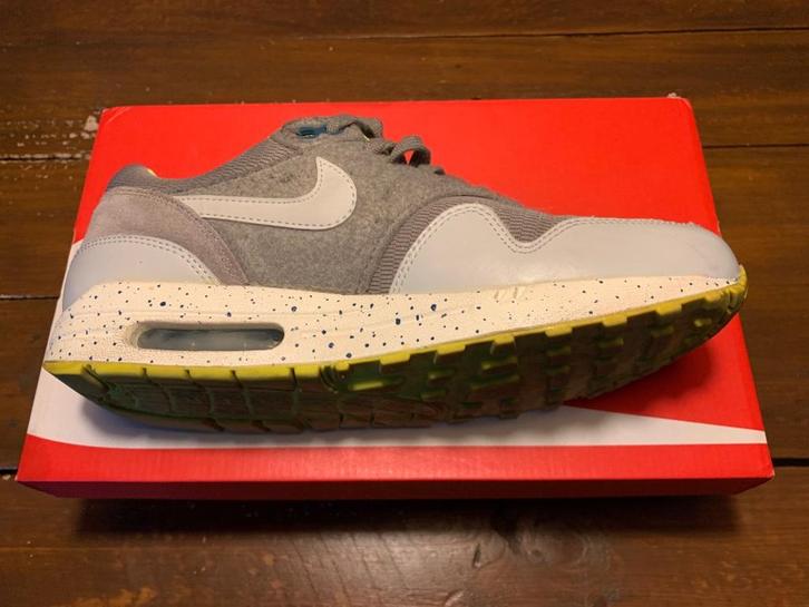 Nike Air Max 1 ‘Canyon Grey Volt’ – Maat 40 – 319986-027, Kleding | Dames, Schoenen, Zo goed als nieuw, Sneakers of Gympen, Grijs