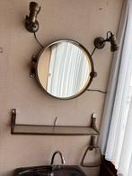 Vintage ronde spiegel met planchet, Ophalen of Verzenden