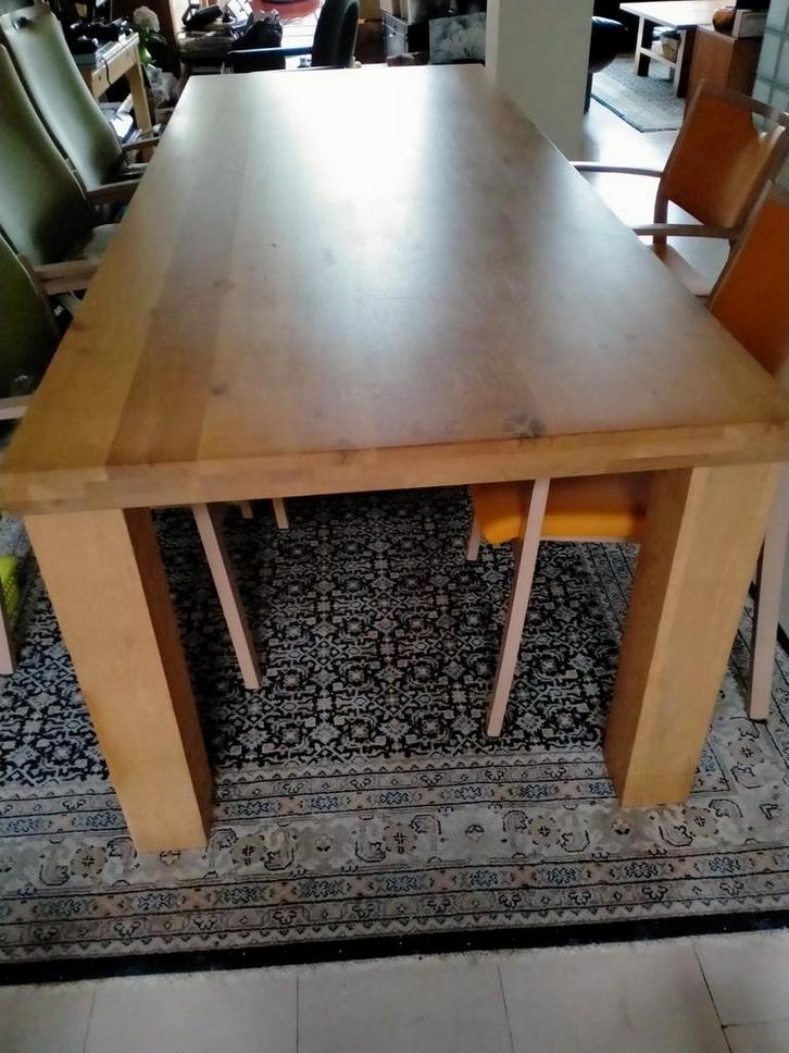 Eikenhouten tafel met 6 stoelen, Huis en Inrichting, Tafels | Eettafels, Gebruikt, 50 tot 100 cm, Rechthoekig, Ophalen