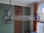 Stoere industriële buislamp, Huis en Inrichting, Lampen | Hanglampen, Ophalen of Verzenden, Zo goed als nieuw, Glas, 75 cm of meer