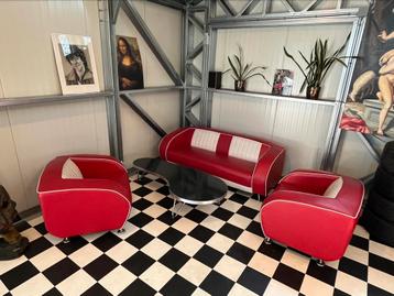 Bel Air Amerikaans retro bankstel + salontafel beschikbaar voor biedingen