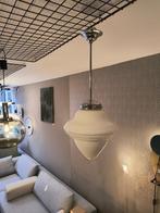Vintage hanglamp Art Deco wit melkglas, Gebruikt, 50 tot 75 cm, Art deco Art Noveau, Ophalen of Verzenden