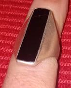 Zilveren ring met zwarte onyx, Sieraden, Tassen en Uiterlijk, Ringen, Zwart, Ophalen of Verzenden, Zo goed als nieuw, 17 tot 18