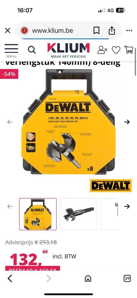 DEWALT DT4593 Houtborenset 8-delig, Doe-het-zelf en Verbouw, Gereedschap | Handgereedschap, Nieuw, Ophalen