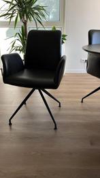 Vier zwarte draaibare eetkamerstoelen, Huis en Inrichting, Stoelen, Ophalen, Gebruikt, Zwart, Leer