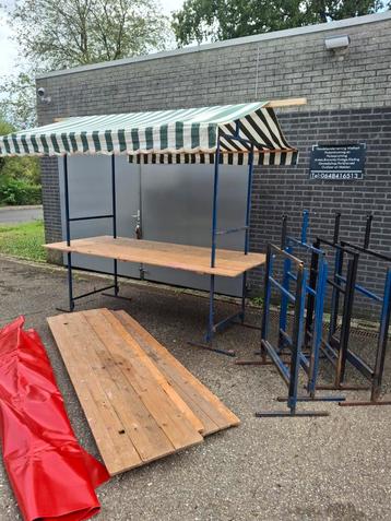 3 Marktkramen met nieuw zeil - 240x105 cm beschikbaar voor biedingen