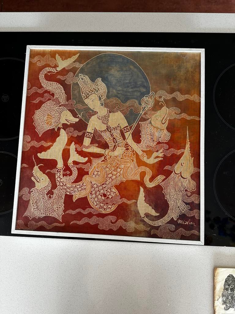 Mizhar batik painting, batik op doek, Ophalen