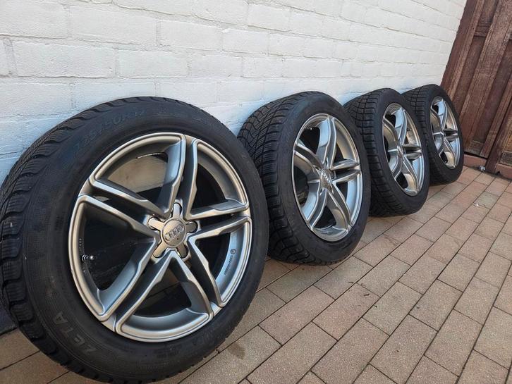 Audi Velgen met Winterbanden 225/50 R17, Auto-onderdelen, Banden en Velgen, Banden en Velgen, Winterbanden, 17 inch, 225 mm, Personenwagen