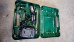 Koffer met acculader en twee accu's( Groene Bosch), Doe-het-zelf en Verbouw, Gereedschap | Boormachines, Ophalen of Verzenden